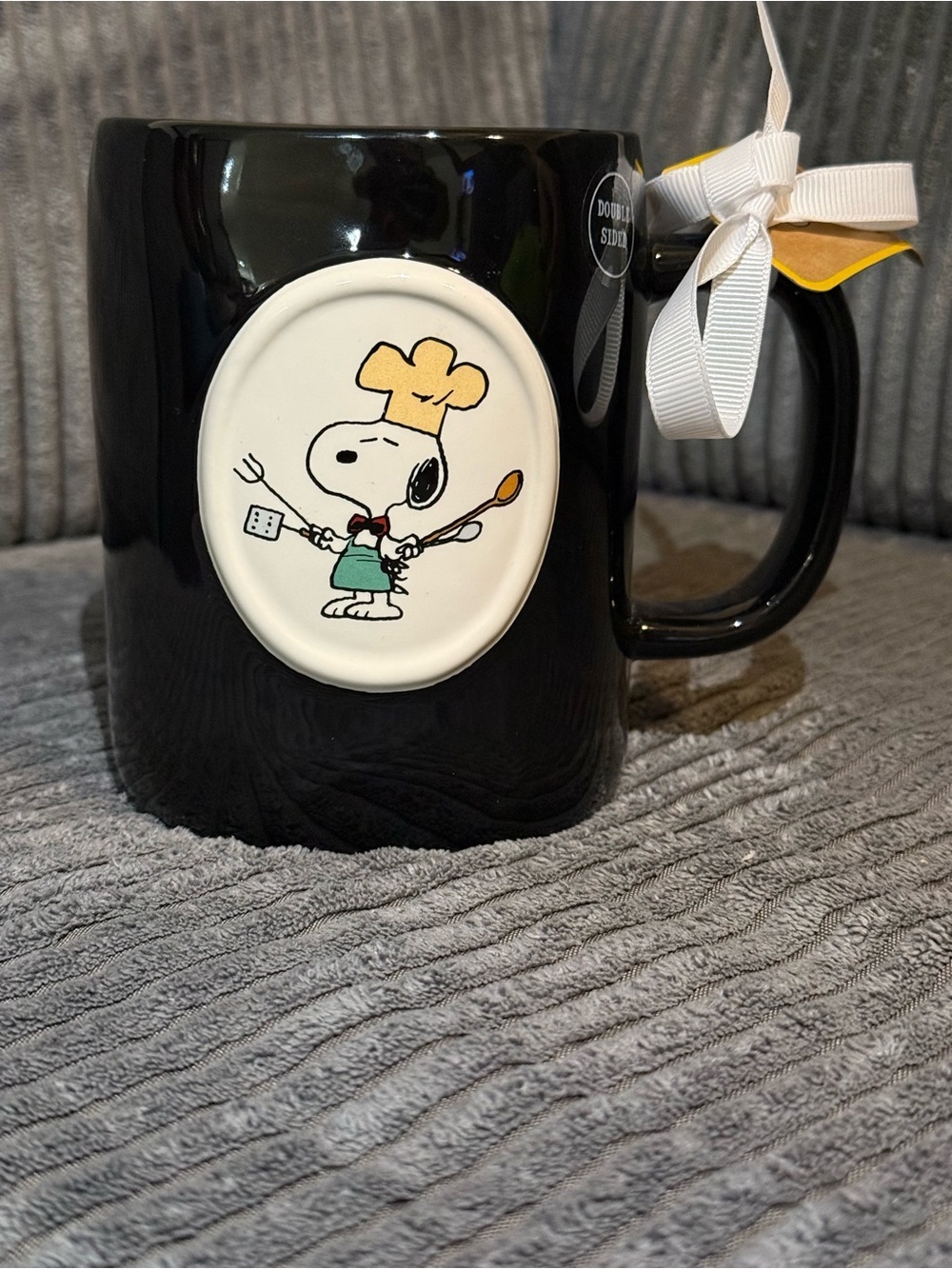 Rae Dunn x Peanuts Black Ceramic Double-sided Mug Snoopy GRILL MASTER NWT